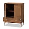 Baxton Studio Ramiel MidCentury Modern Ash Walnut Finished Wood and Rattan 1Drawer Sideboard 215-12428-ZORO - alternate 4